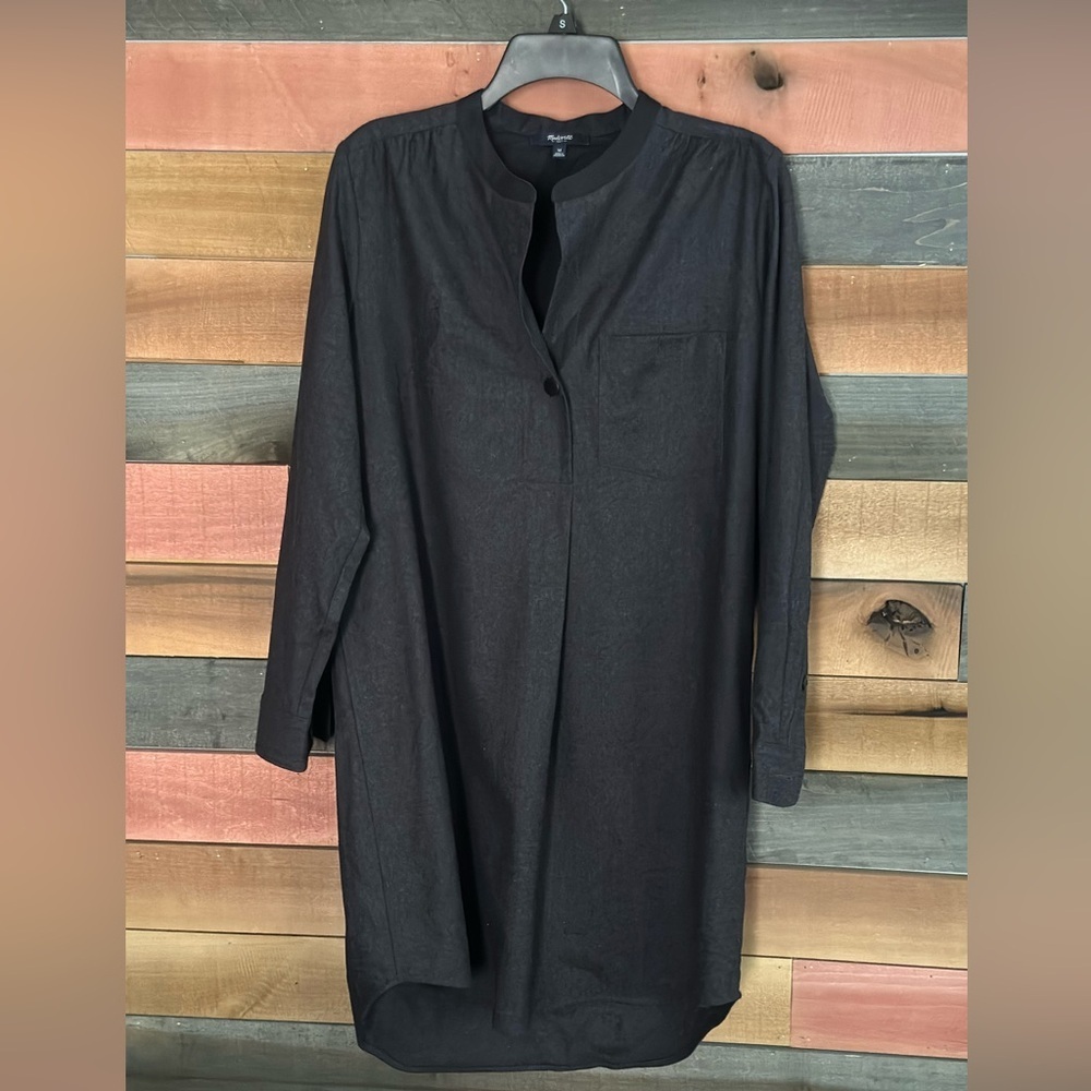 Madewell Wool Small Charcoal Gray Flannel Shirt Dress